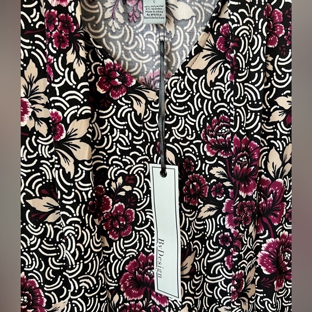 By Design blouse with neck tie option Sleeveless Sz Small Purple Black NWT - Picture 6 of 8